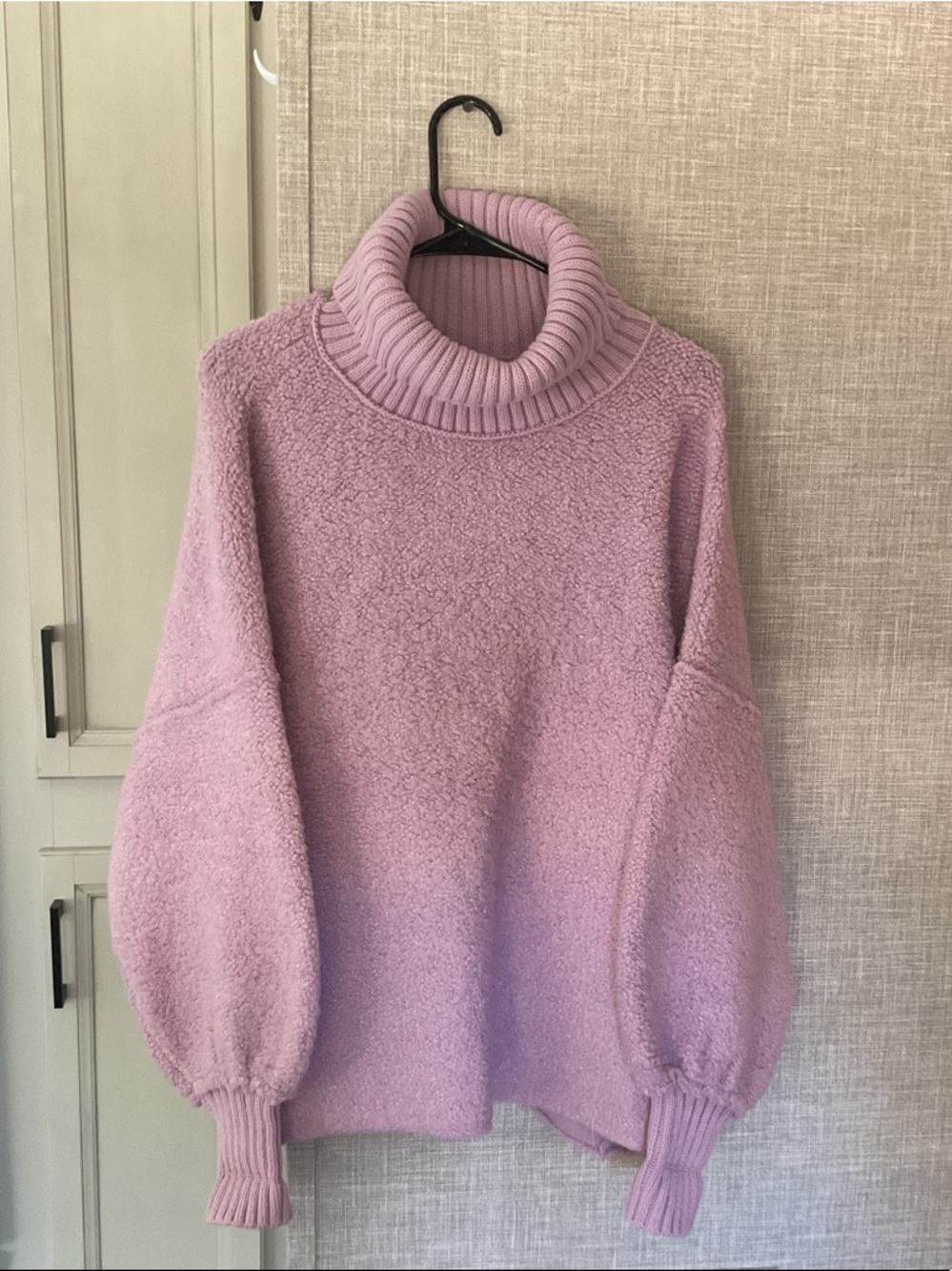 Free People Lilac Bouclé Turtleneck Sweater